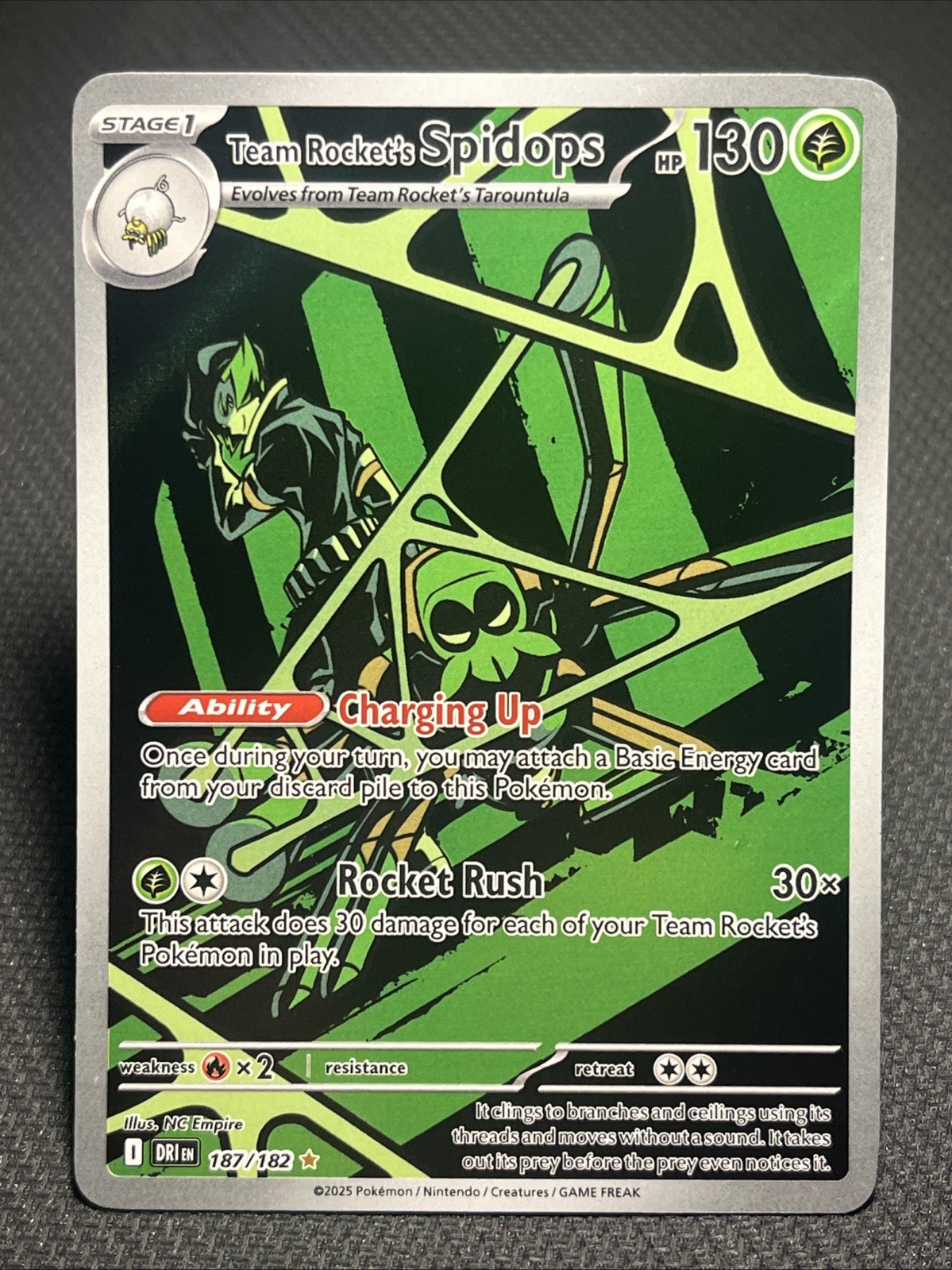 TEAM ROCKET'S SPIDOPS POKEMON SV10: DESTINED RIVALS #187/182 ILLUSTRATION RARE
