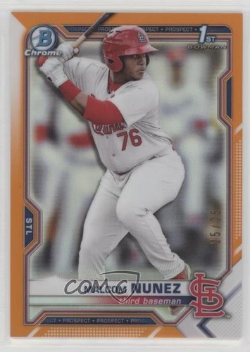 2021 Bowman Chrome Prospects rifrattore arancione 25/25 Malcom Nunez #BCP-226 0c6 - Foto 1 di 3
