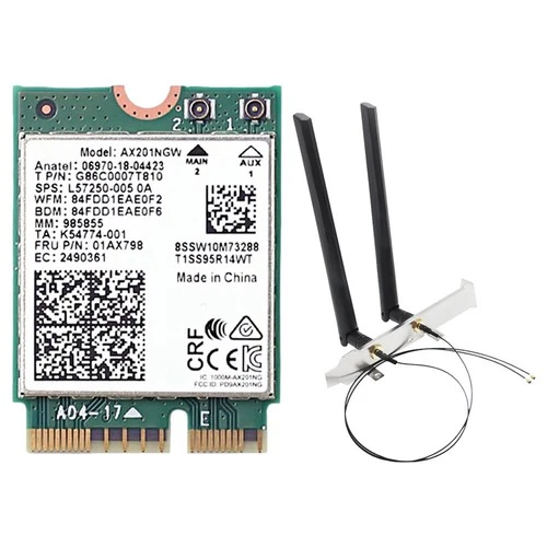 AX201NGW WiFi Card with Antenna 2.4 Ghz+5Ghz WiFi 6 3000Mbps M.2 CNVio23735