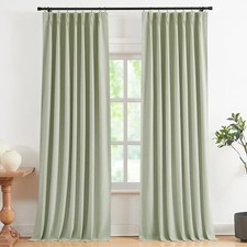 Pinch Pleated Full Blackout Curtains Linen 40"W x 84"L Pack of 2 Soft Green
