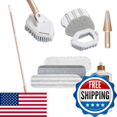 Quick Shine Ultimate Gold Clean + Polish Mop Kit | All-in-One 10 Pc Kit w/Interc