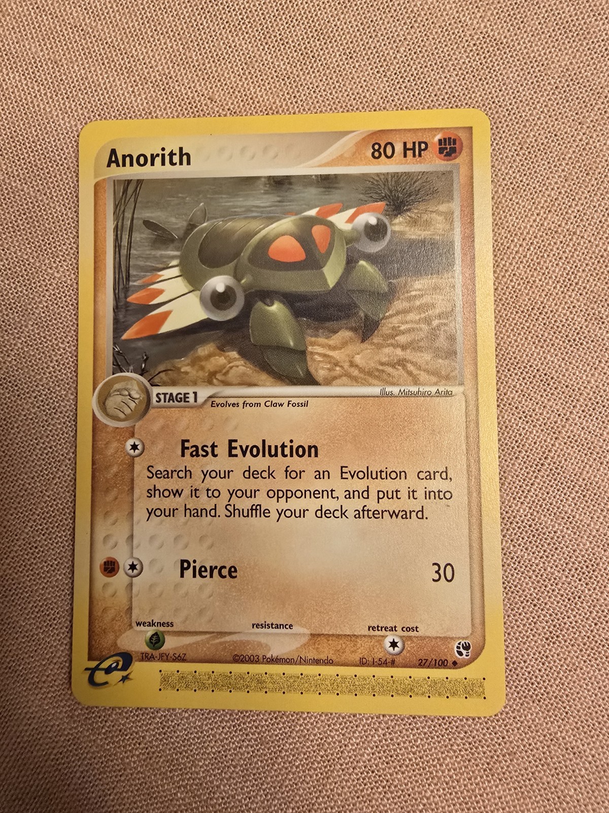 Pokemon Card Ex Sandstorm Anorith 27/100 E-Series NM