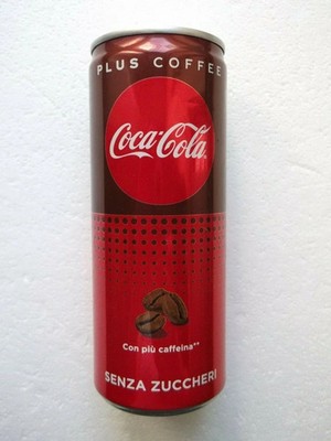 COCA COLA PLUS KAFFEE aus ITALIEN 2019 leere Slim Dose 250ml oben geöffnet