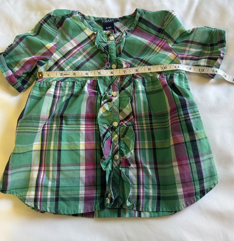 Chaps 4T Top Botones a Cuadros Delanteros Q16 Foto 4 de 4
