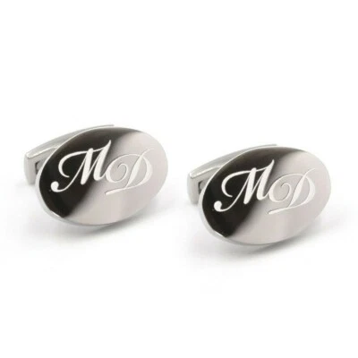 MARKENLOS Gemelos con grabado elipse color plata