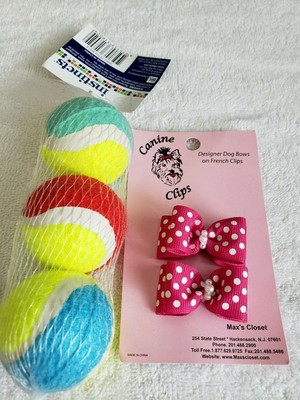 2 Doggie Hair Bows With Clip Pink With White Polka Dots 3 Small