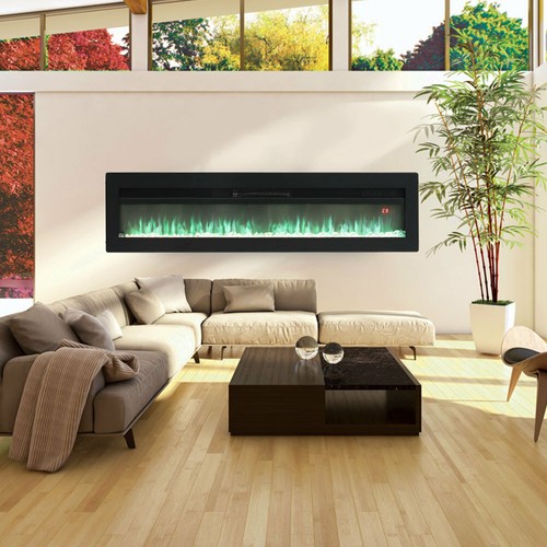 Electric 70" Wall Fireplace LED Inset Into Crystal Fire Freestand/Insert Mounted - Picture 25 of 30
