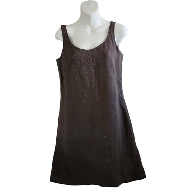 Eileen Fisher NWT Women's Tank Dress Size 8P Dapple Linen with Sequins MSRP  $258 | eBay