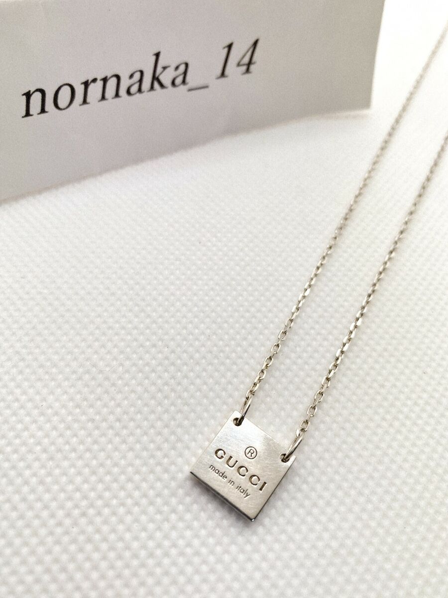 GUCCI Sterling Silver Plate Chain square Necklace in No Box GUCCI Sterling Silver Plate Chain square Necklace in No Box