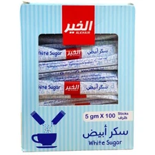 Alkhair Individual Sugar Packets for Coffee – White Sugar 100 Sticks - 500g