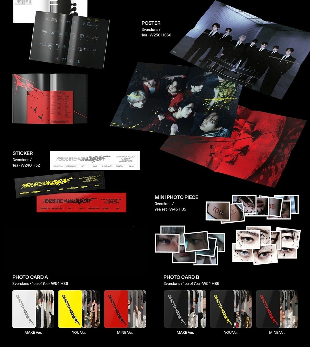 ENHYPEN Album DESIRE : UNLEASH MINE Ver CD+72p Book+P.Card+