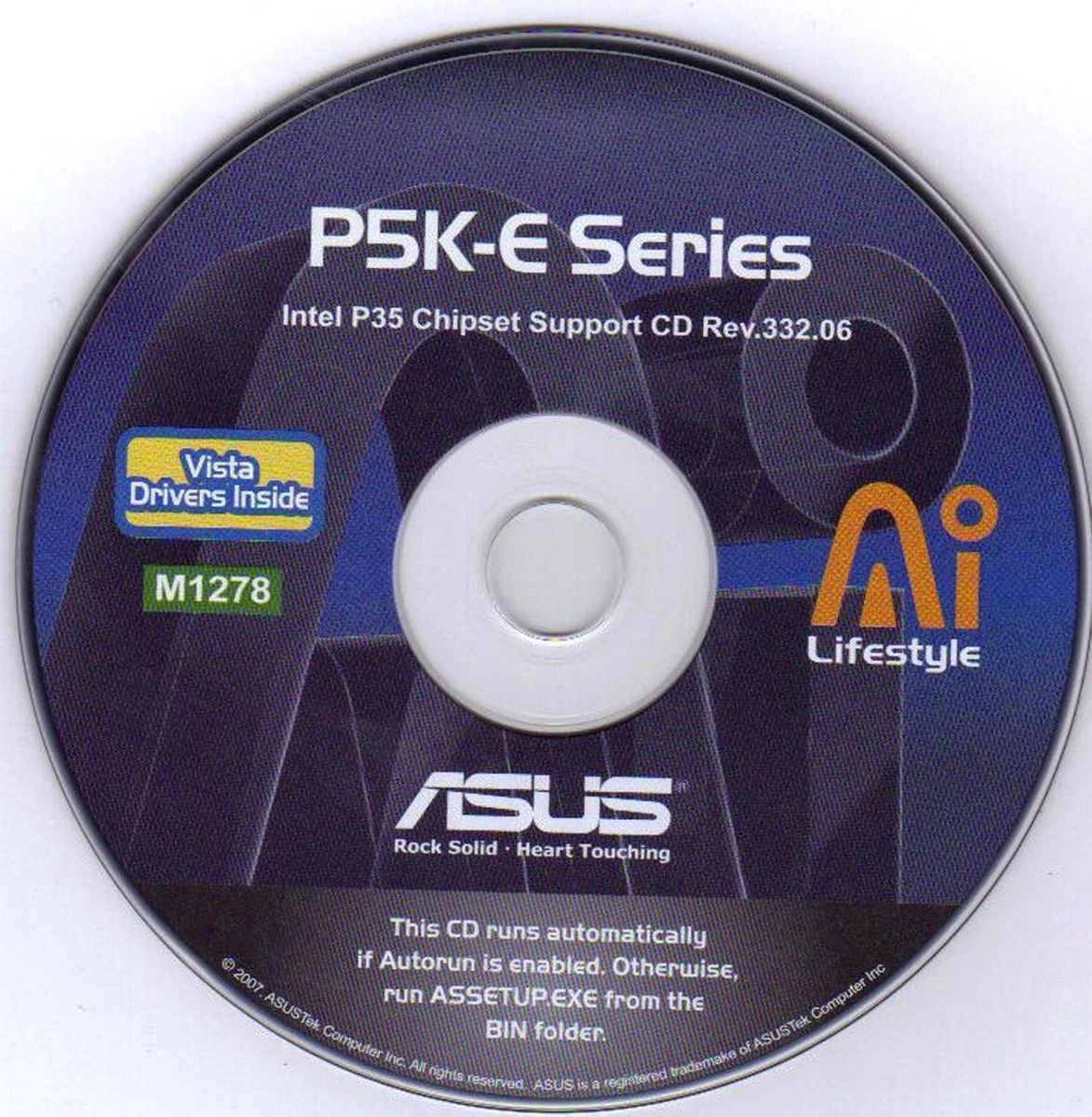 ASUS P5K-E LGA And WIFI Motherboard Drivers Installation Disk.