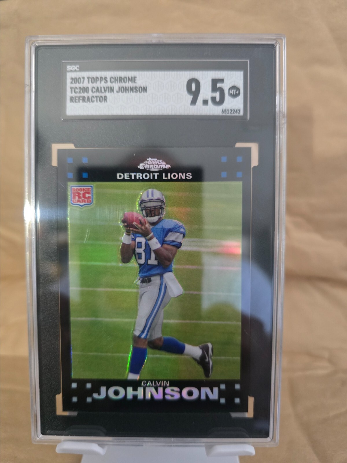 2007 TOPPS CHROME #TC200 REFRACTOR CALVIN JOHNSON RC SGC 9.5 LIONS 10