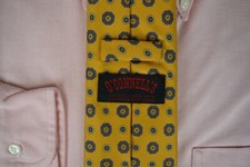 O'Connell's x Seaward Stearn Gold w/ Purple Foulard English Silk Print Tie