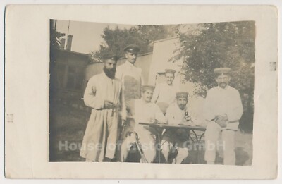 135305, Photo Wounded Soldiers in Hospital, Striped Shirts Pants, Whistle
