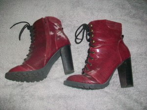 burgundy high heel boots