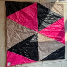 7 A.M. Enfant Paris New York Baby Blanket 36" Square B100 Pink, Tan, Black