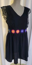 Black Lace & Crocheted Granny Squares Boho Plus Dress 1XL 1X Cottagecore Shein
