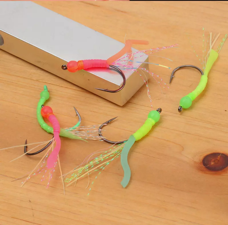 6pcs Luminous Beadhead Flies For Sabiki Rigs Saltwater Lures Fishing Hook 3# - Image 9