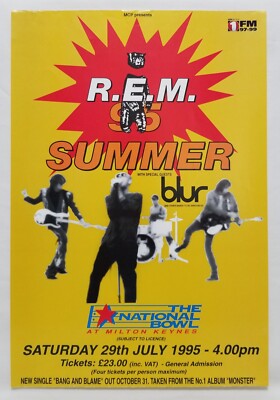 額付き R.E.M. 1995年 MONSTER モンスター ポスター バンド Vintage R.E.M. 1995 Monster Tour Poster Mini UK Milton Keynes