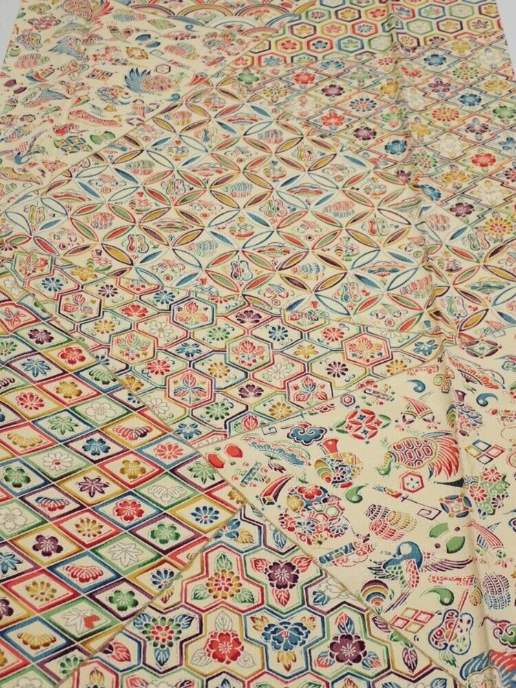 1S06z100 Japanese Kimono Silk FABRIC Takaradzukushi Cream 1S06z100 Japanese Kimono Silk FABRIC Takaradzukushi Cream