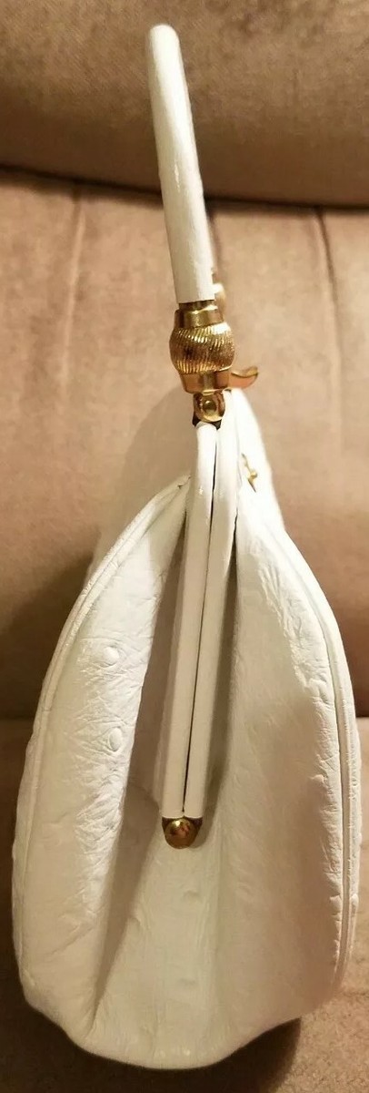 Bienen - Davis, White Ostrich vintage handbag. Exceptional