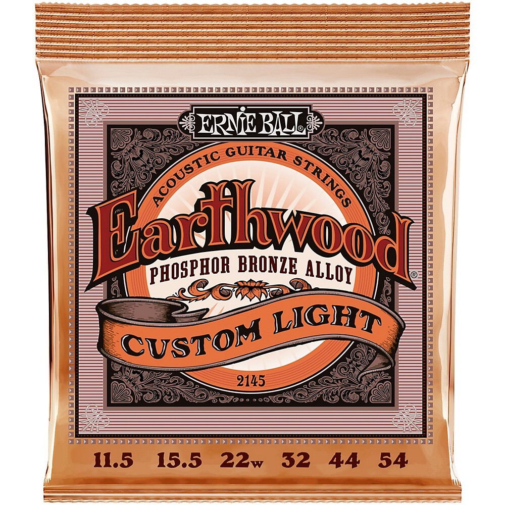 Струны для акустической гитары Ernie Ball из люминофорной бронзы Earthwood Custom Med 11.5-54