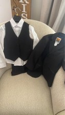Boys Kids Children Formal Dress Black Suit Tuxedo Toddler size 7 stain on white