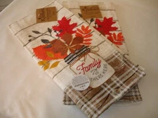 New! Fall Harvest Family Dish Towels Dual Purp Terry Cotton Fall Kitchen Towels