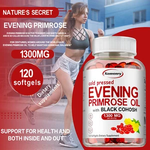 Huile de Primrose du soir 1300mg - GLA, Cohosh noir, anti-âge, soutien à la ménopause