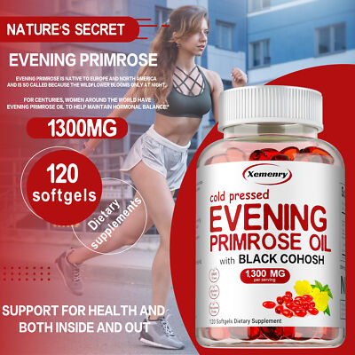 Evening Primrose Oil 1300mg - GLA, Black Cohosh, Anti-aging, Menopause Support