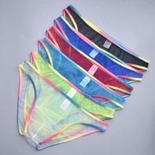 Mens See-through Briefs Mesh Pouch Seamless Panties Thongs Underwear Underpants  