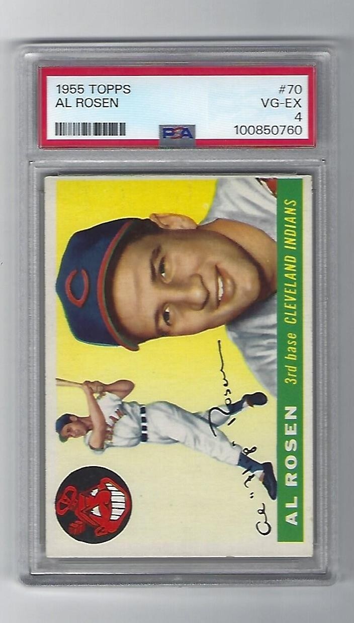 Al Rosen 1955 Topps Card, # 70, PSA VG/EX-4, Cleveland Indians