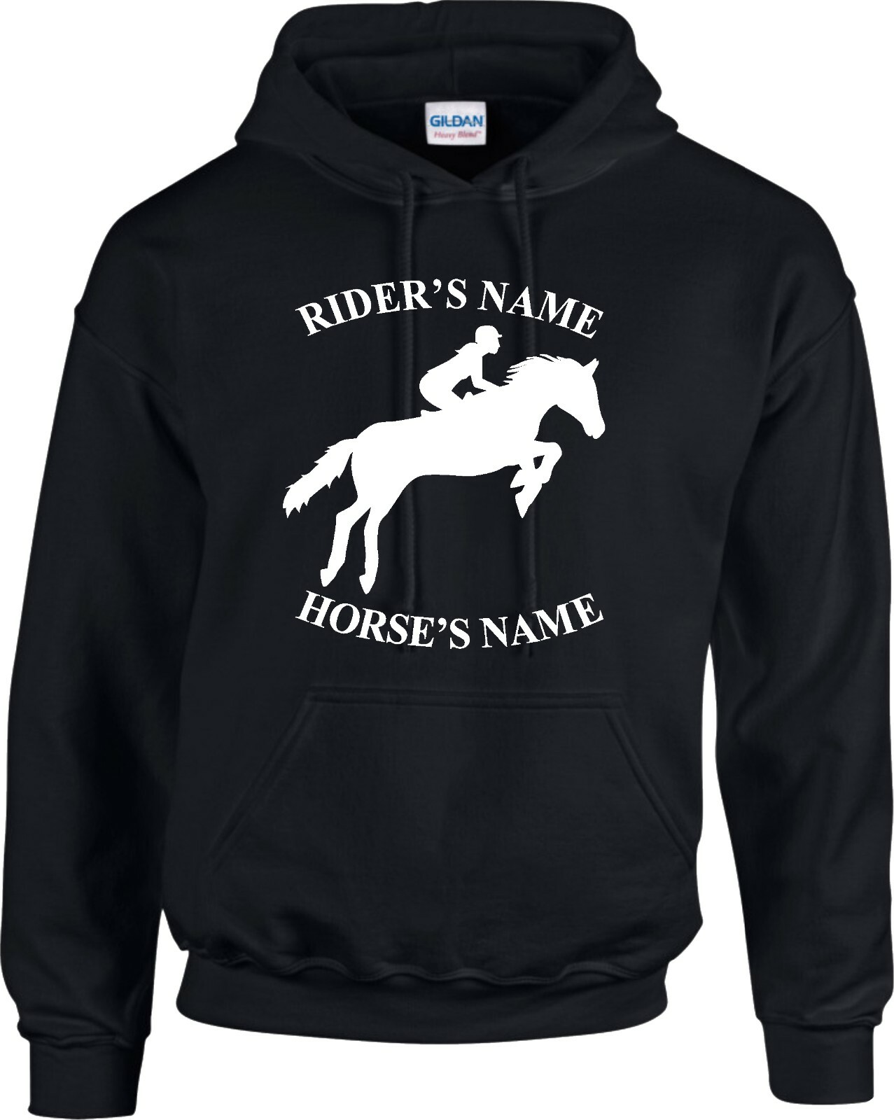 Felpa con cappuccio personalizzata cavallo pony pannocchia saltatore fantino dressage pullover equino