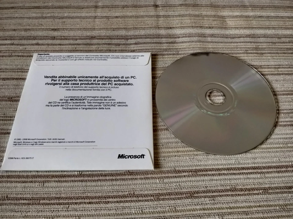 Microsoft Windows 98 - CD ROM ORIGINALE - Immagine 2 di 3