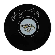 Juuse Saros Autographed Nashville Predators Puck