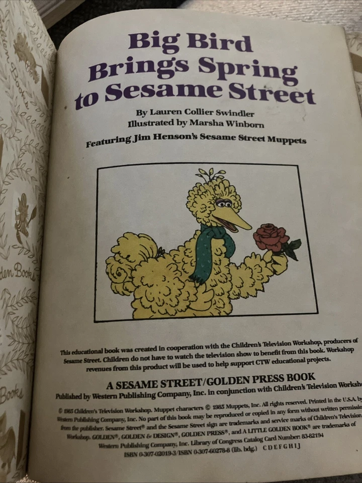 a Little Golden Book ︱ BIG BIRD BRINGS SPRING TO SESAME STREET︱ 1985 ︱Vintage Foto 3 de 4