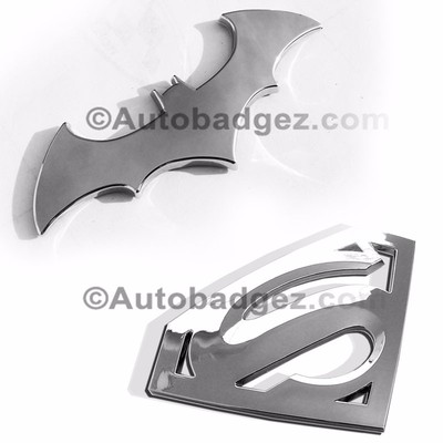 2 - BRAND NEW SUPERMAN vs BATMAN Chrome Badges Emblem (SUPERMAN + BATMAN CHROME)