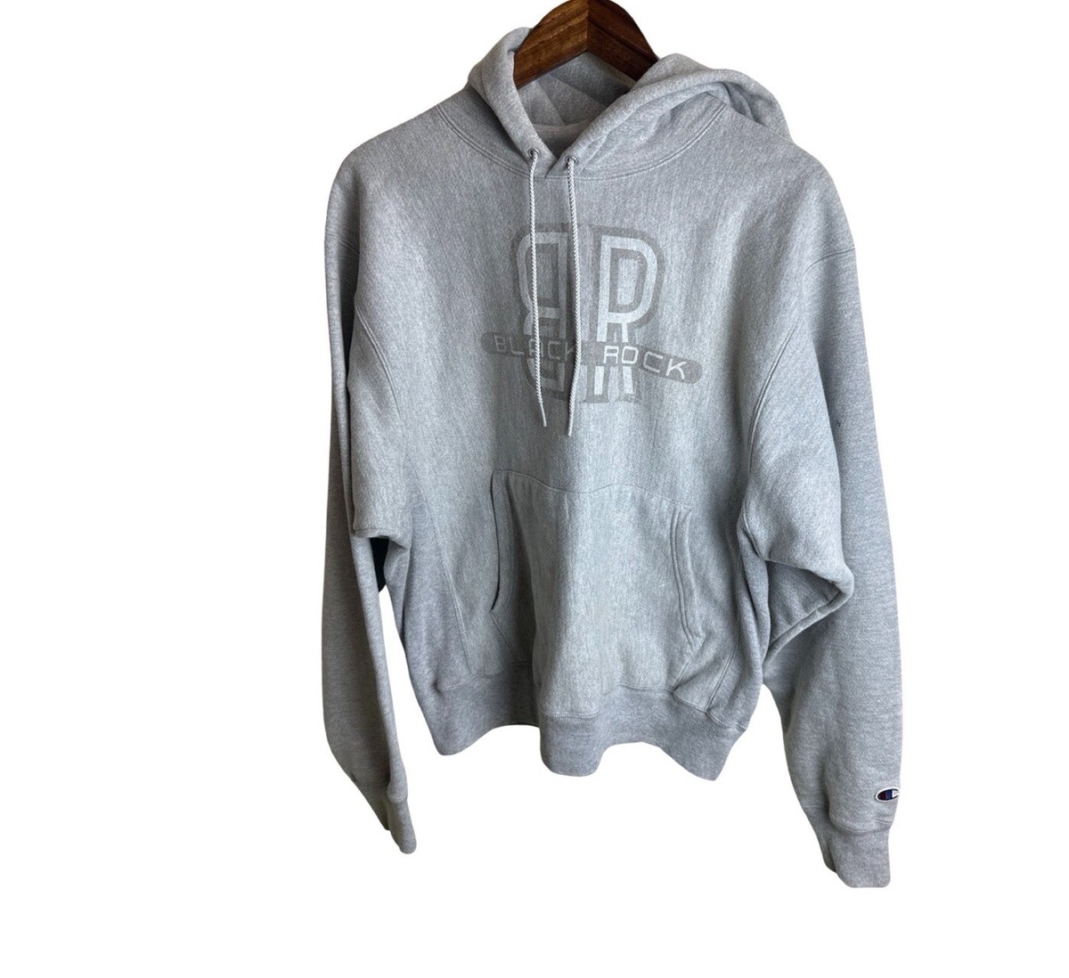 Vintage Champion Reverse Weave Black Rock Coffe Hoodie Sweatshirt