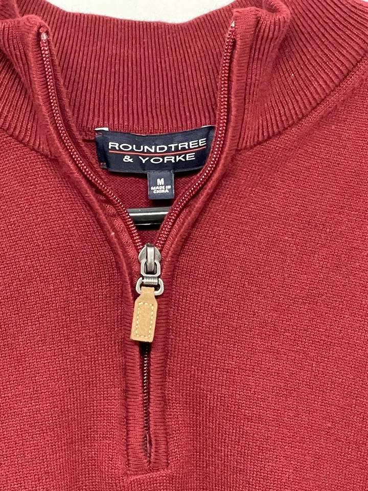 Chaleco Roundtree and Yorke Para Hombre Borgoña Suéter Chaleco 1/4 Cremallera Pullover Talla M Foto 2 de 4
