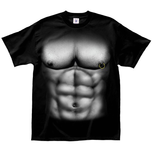 Men's T-Shirt Muscle Man Sexy Shirtless Man Six Pack Abs with Real ...