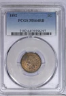 1892 Indian Cent 1c PCGS MS64RB