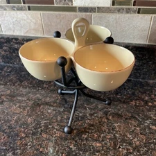 Taste of Home Entertaining 3-Section Beige Tan Serving Dish Bowl 3.75” Bowls