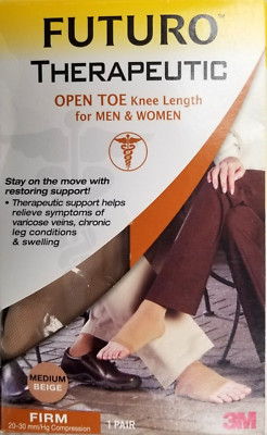 Futuro 71033EN Open TOE Knee Highs Firm 20-30 mmHg sz MEDIUM ( 1 pair ) ORIGINAL