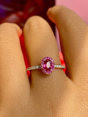 Natürlicher rosa Rubin 14 K Gelbgold Damen handgefertigter Ring Geschenk kostenloser Versand