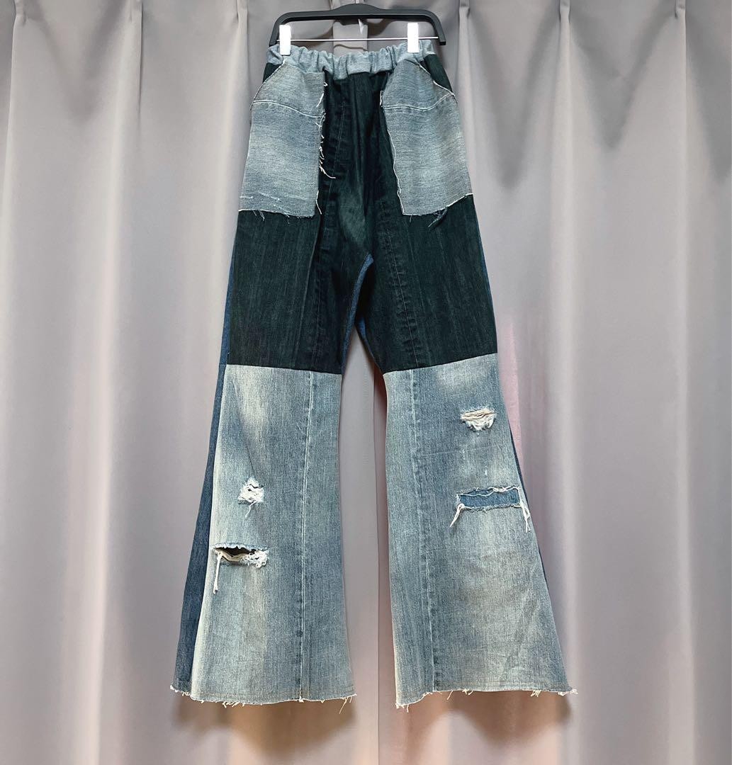 Maxi Length Reconstructed Remake Patchwork Wide D… - image 2