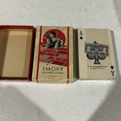 Vintage  Smoky  Playing Cards   Dog & Cigarette Design   Fairchild   Gilt Edges