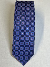 Ted Baker London Geometric Checkered Blue Magenta Pink Silk Tie. Made in USA