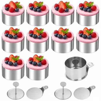 Dessertringe Speiseringe 8 cm Runde Backringe aus Edelstahl Silber 10 Stück - Bild 1 von 4