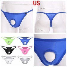 US Men Crossdresser Nightwear Sissy Lingerie Bikini Briefs Open Crotch Underpant